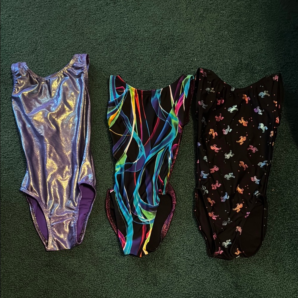 Girls' Multicolor & Purple One-Piece Gymnastics Leotard Set - Fits 6 or 7 best
